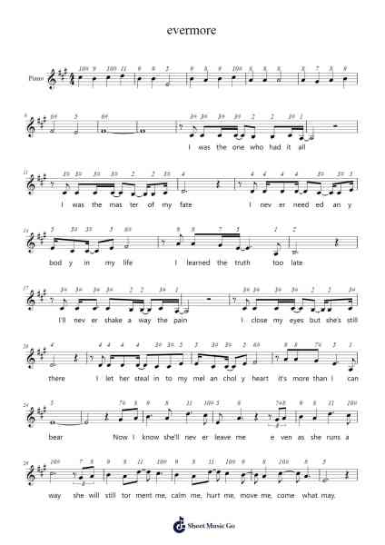 Evermore Sheet Music by Alan Menken-Arr.Urrite