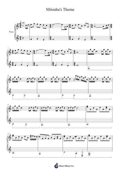 Mitsuha's Theme Sheet Music by RADWIMPS-Arr.Mickkay