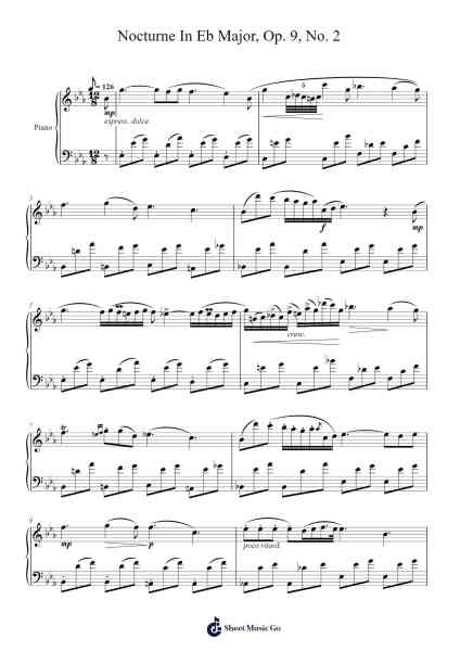 Nocturne in E-flat Major, Op. 9, No. 2 Sheet Music by Frédéric Chopin-Arr.Hosy
