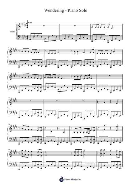 Wondering - Piano Solo Sheet Music by Wergiles Harwer-Arr.Mila