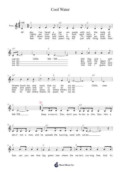 Cool Water Sheet Music by Sons of the Pioneers-Arr.Sigjeff