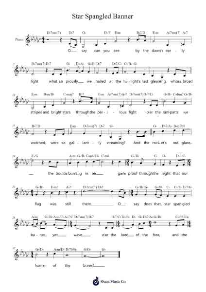 The Star-Spangled Banner Sheet Music by Lady Gaga-Arr.Beernoel Oisensharp