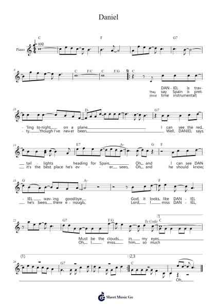 Daniel Sheet Music by Elton John-Arr.Millsharp Waygrace