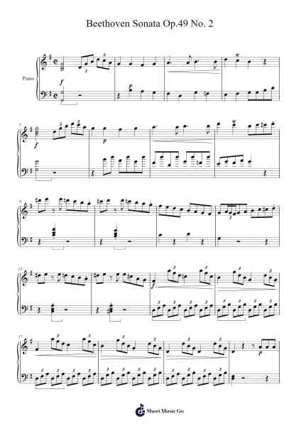 Sonata Op. 49 No. 2 in G Major Sheet Music by Ludwig van Beethoven-Arr.Hagpold