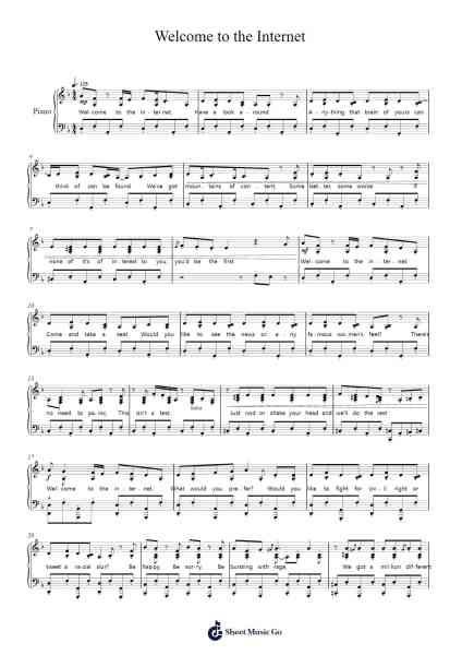 Welcome to the Internet Sheet Music by Bo Burnham-Arr.Vioo'neil