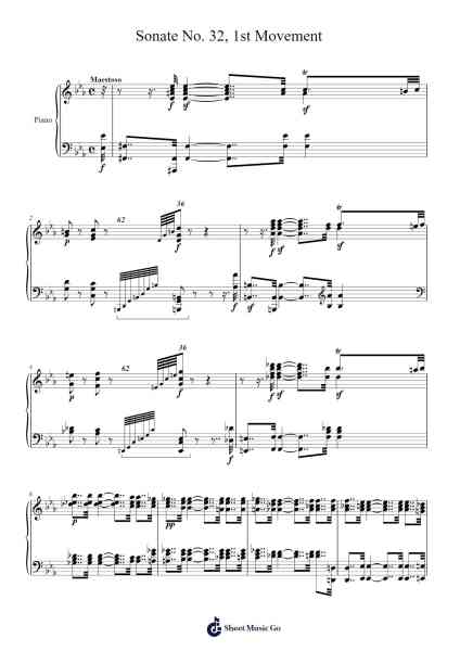 Sonata No. 32 in C Minor, Op. 111: I. Maestoso - Allegro con brio ed appassionato Sheet Music by Ludwig van Beethoven-Arr.Sylsia Kerrsel