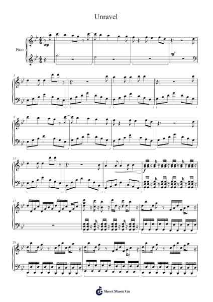 Unravel Sheet Music by Ling Tosite Sigure-Arr.Jeamesqy