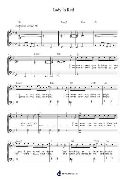 Lady in Red Sheet Music by Chris de Burgh-Arr.Ribloor