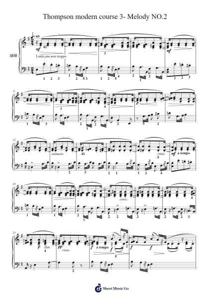 Thompson modern course 3- Melody NO.2 Sheet Music by John Thompson-Arr.Panwebb Jamesnan