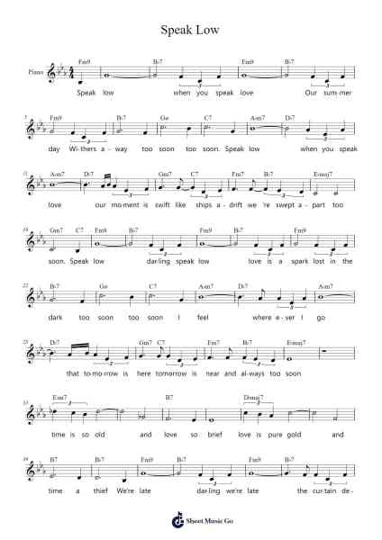 Speak Low Sheet Music by Kurt Weill-Arr.Irsharp Bartrah
