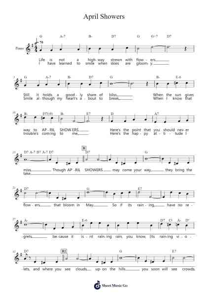 April Showers Sheet Music by B. G. de Sylva-Arr.Hugill