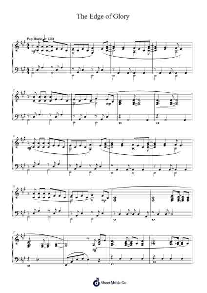 The Edge of Glory Sheet Music by Lady Gaga-Arr.Wrightrae