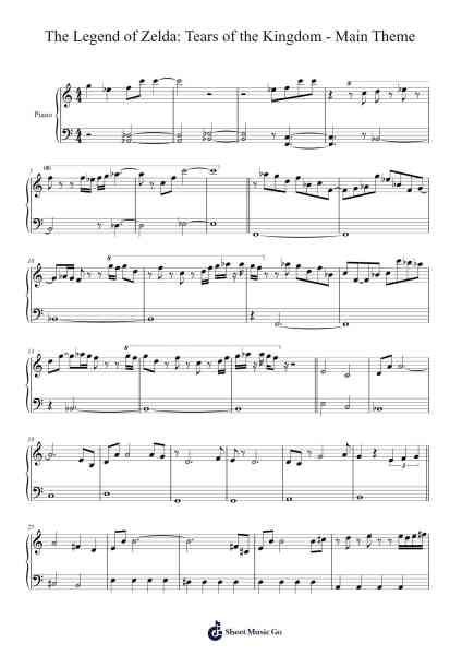 The Legend of Zelda: Tears of the Kingdom - Main Theme Sheet Music by Manaka Kataoka-Arr.Bobtab