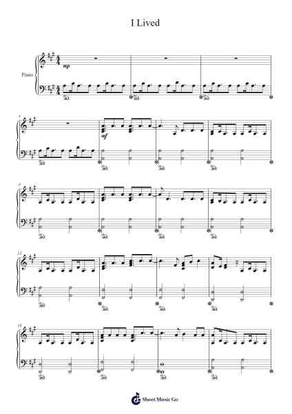 I Lived Sheet Music by OneRepublic-Arr.Freeclife