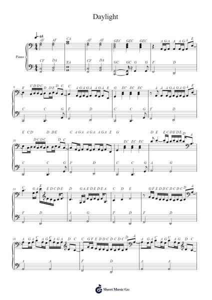 Daylight Sheet Music by David Kushner-Arr.Leolop Faypys