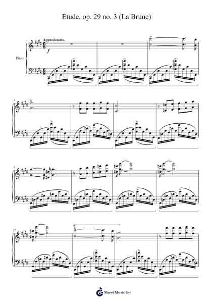 Etude Op. 29, No. 3 "La Brune" Sheet Music by Sergei Bortkiewicz-Arr.Yerleen Virdean