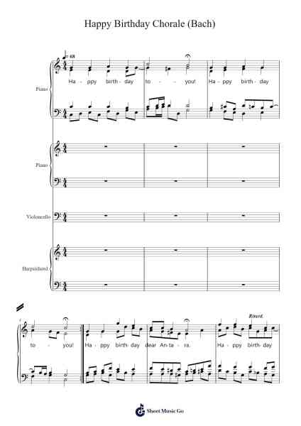 Happy Birthday, but it's a Bach Chorale Sheet Music by Johann Sebastian Bach-Arr.Huzie