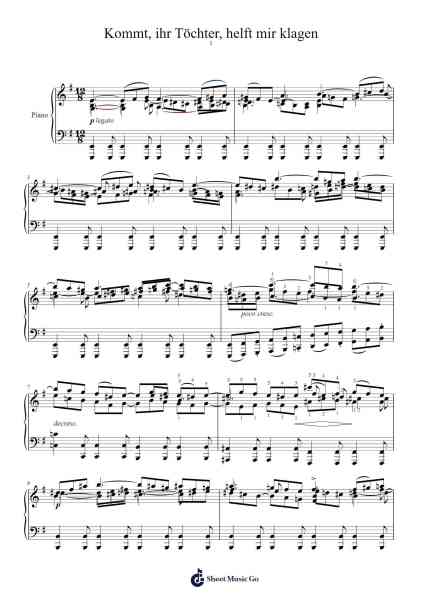Kommt, ihr Töchter, helft mir klagen 樂譜由 Johann Sebastian Bach - 編曲 Trollstal