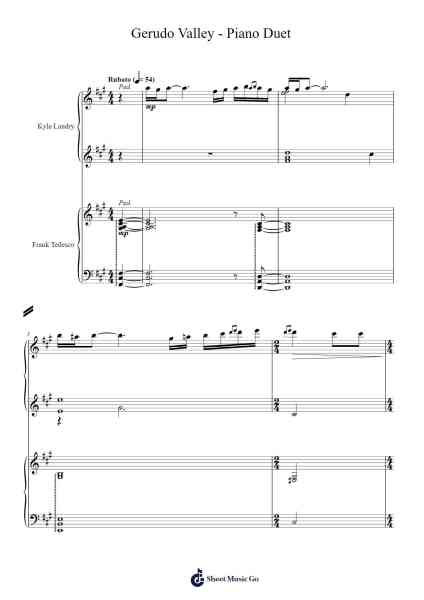 Gerudo Valley - Piano Duet Sheet Music by Koji Kondo-Arr.Jofield