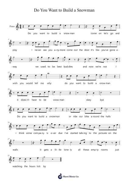 Do You Want to Build a Snowman Musica per pianoforte di Kristen Anderson-Lopez/Robert Lopez - Arr.Colbard Ramsdick