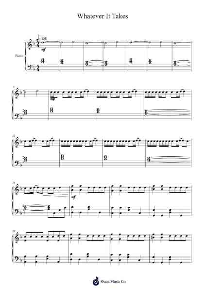 Whatever It Takes Sheet Music by Imagine Dragons-Arr.Jebois Hudlap