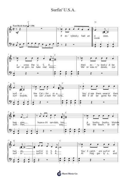 Surfin' U.S.A. Sheet Music by The Beach Boys-Arr.Jesret
