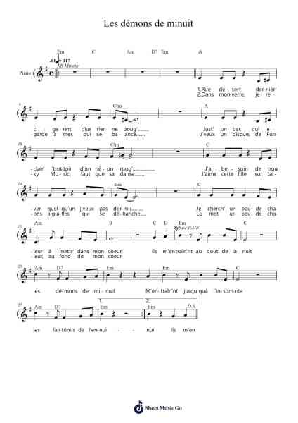 Les démons de minuit Sheet Music by contactdecoco-Arr.Atnon Kimrene