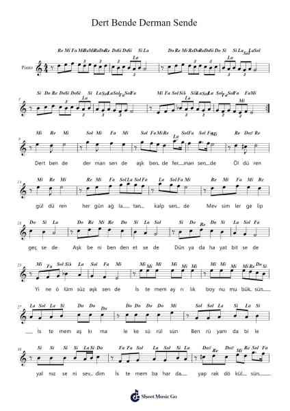 Dert Bende Derman Sende Sheet Music by Vedat Yıldırımbora-Arr.Yersing