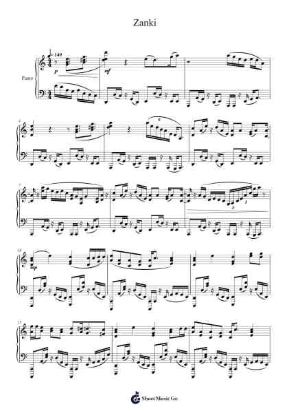 Zanki Sheet Music by ZUTOMAYO-Arr.Gedodd