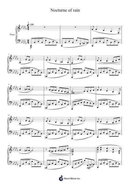 Nocturne of rain Sheet Music by Masao Aichi-Arr.Migsel Pagliam