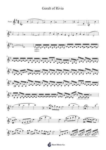 The Witcher 3 - Geralt of Rivia Sheet Music by Marcin Przybyłowicz-Arr.Chrisphael Reedno