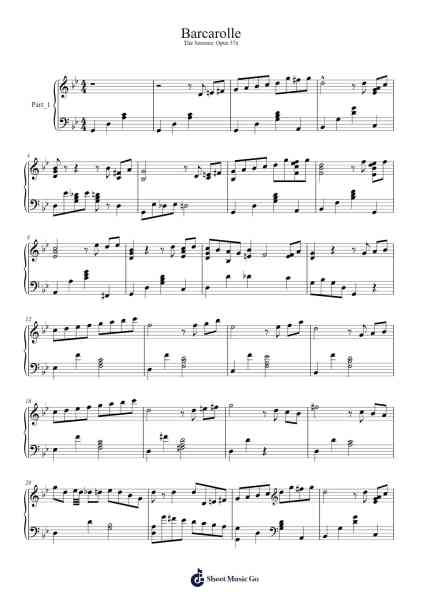 The Seasons, Op. 37a: June. Barcarolle Sheet Music by Pyotr Ilyich Tchaikovsky-Arr.Croftslon Maugnings