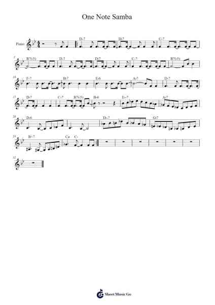 One Note Samba Sheet Music by Antônio Carlos Jobim-Arr.Fantus