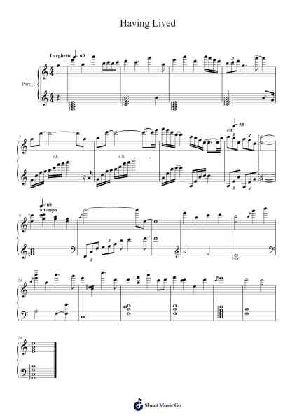 Having Lived Sheet Music by Kan Gao-Arr.Chrisboyd Crosean
