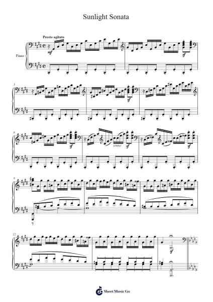 Sunlight Sonata Sheet Music by Ludwig van Beethoven-Arr.Wentio Termaltz