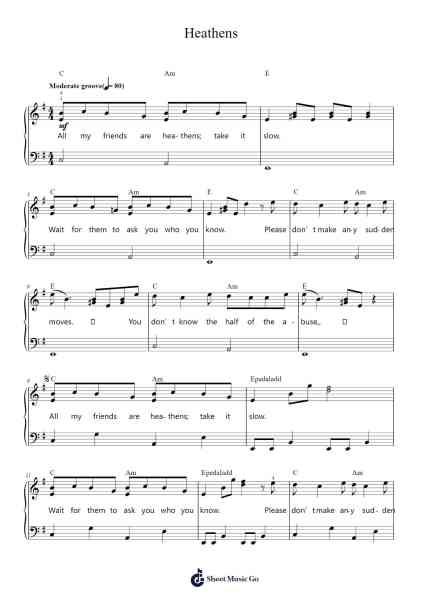 Heathens Sheet Music by Twenty One Pilots-Arr.Vicline Byzer