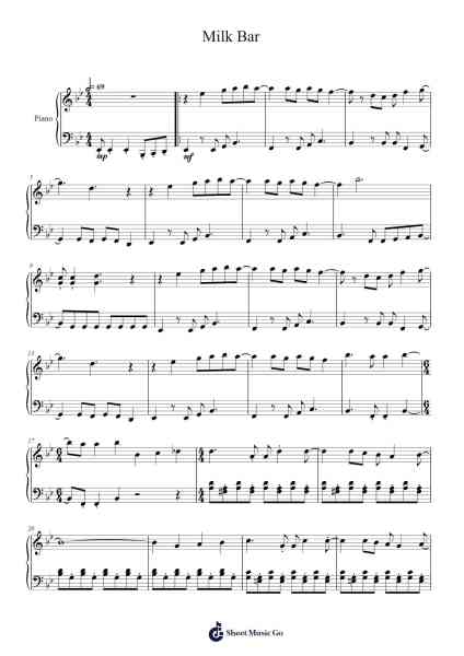 Milk Bar Sheet Music by Koji Kondo-Arr.Ertes