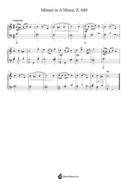 Minuet in A Minor, Z. 649 Sheet Music by Henry Purcell-Arr.Irbald Jouvier