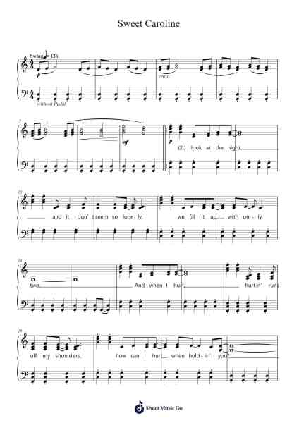Sweet Caroline Sheet Music by Neil Diamond-Arr.Vanralph Aunald