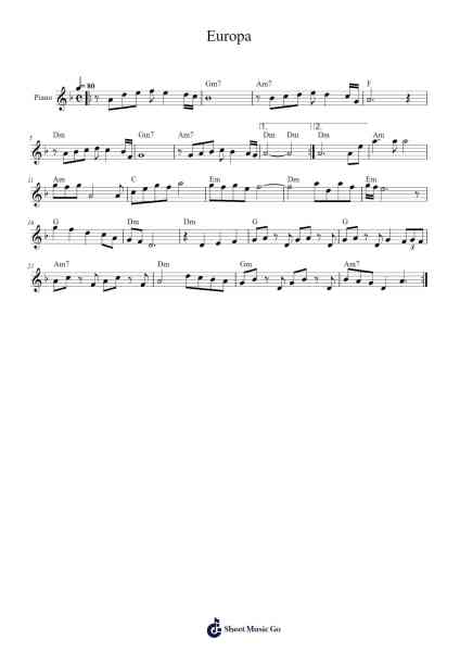 Europa Sheet Music by Carlos Santana-Arr.Bilmons Magmeg