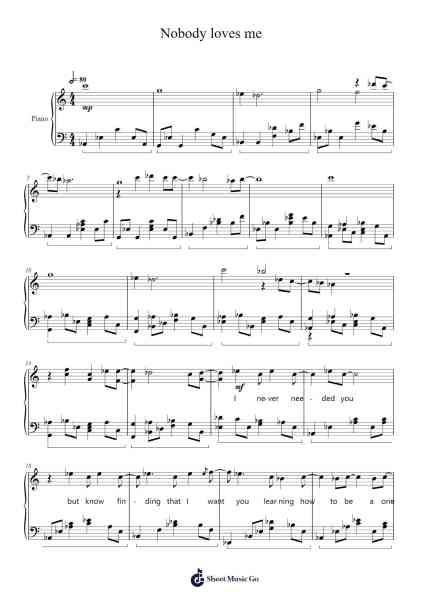 Nobody loves me Sheet Music by cavetown-Arr.Oglet Kitcke