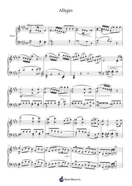 Five Piano Pieces, D. 459: I. Allegro moderato Sheet Music by Franz Schubert-Arr.Bosphia Wisell