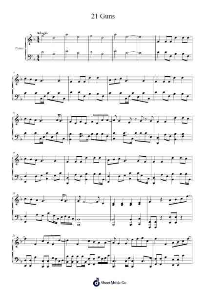 21 Guns Sheet Music by Green Day-Arr.Raemen