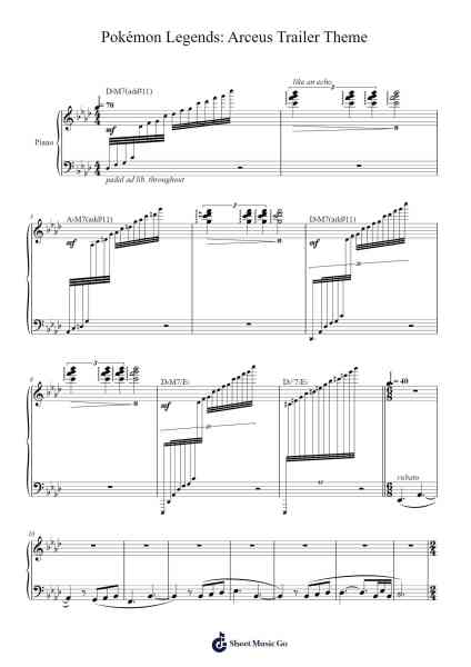 Trailer Theme - Pokémon Legends: Arceus Sheet Music by Minako Adachi-Arr.Juddton Mucott