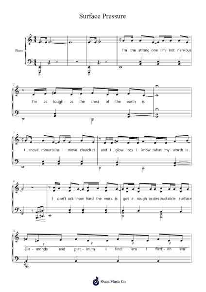 Surface Pressure Sheet Music by Lin-Manuel Miranda-Arr.Peathew Odeshua