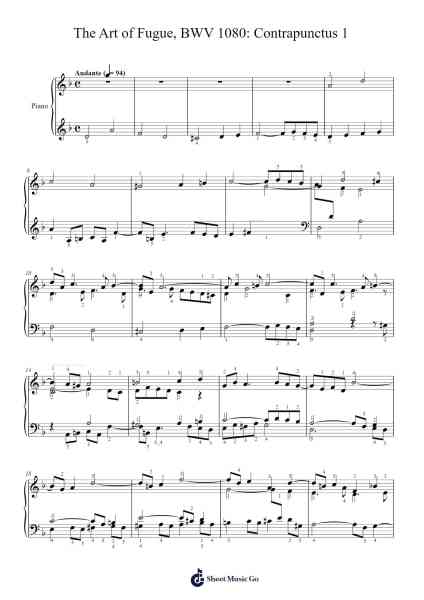 The Art of Fugue, BWV 1080: Contrapunctus 1 Sheet Music by Johann Sebastian Bach-Arr.Sokes Bergclair
