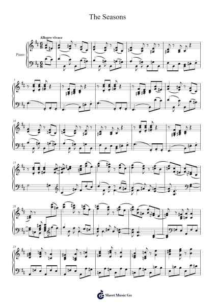 The Seasons, Op. 37a - Pyotr Ilyich Tchaikovsky Sheet Music by Pyotr Ilyich Tchaikovsky-Arr.Huwat Cookenand