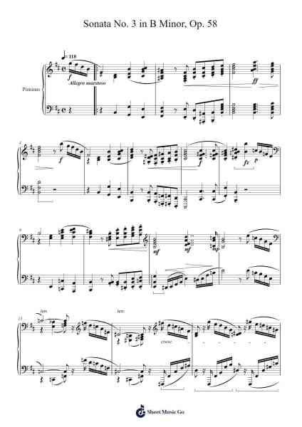 Sonata No. 3 in B Minor, Op. 58 Sheet Music by Frédéric Chopin-Arr.Oisenwoolf