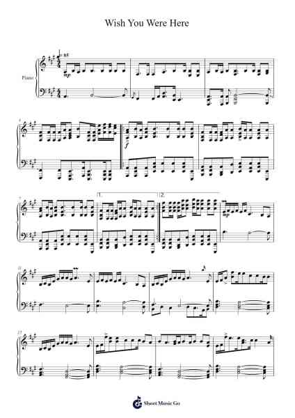 Wish You Were Here Sheet Music by Incubus-Arr.Blithefrey