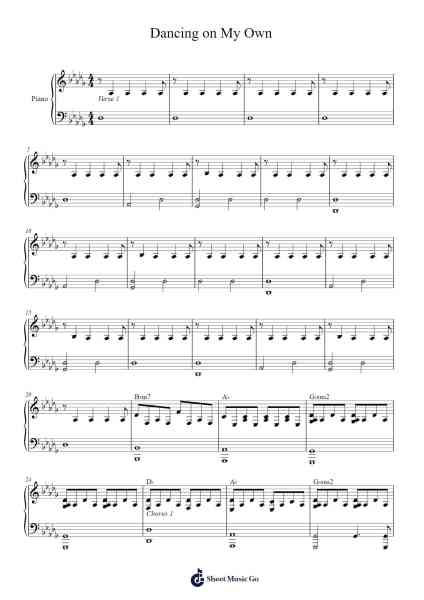 Dancing on My Own Sheet Music by Calum Scott-Arr.Ronbard